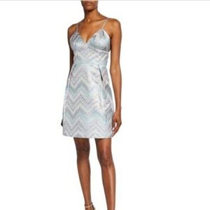 LAUNDRY•S.S. Blue Zigzag Metallic Fit&flare Dress